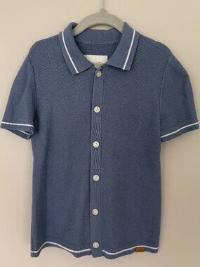 abercrombie kids button-through sweater polo blue size 5/6